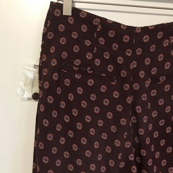 Anthropologie Marsden Maroon Print Wide Leg Pants - Picture 4 of 7